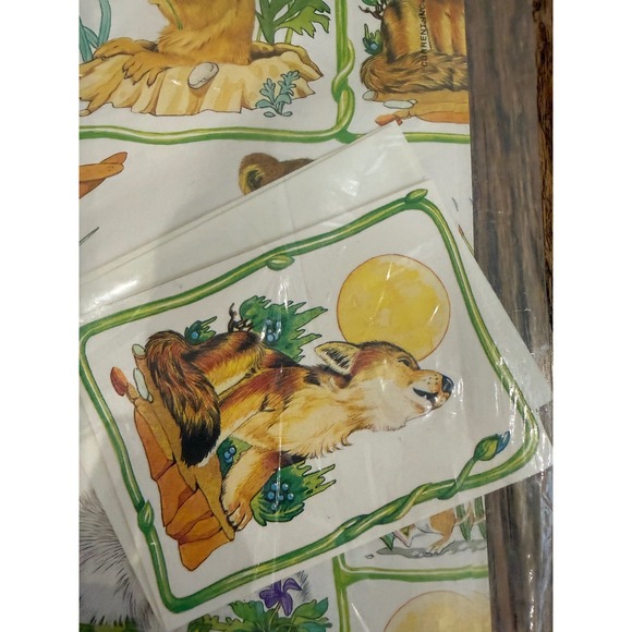 Current Frisky Friends Gift Wrap Set 2 Sheets Cards Easter 1979 Vintage Animals - Picture 5 of 6